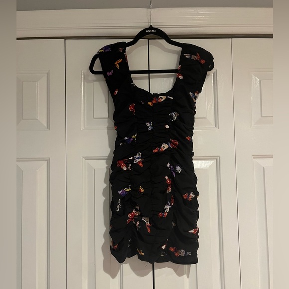 PRINCESS POLLY size 2 black with butterfly detail dress - Picture 2 of 5